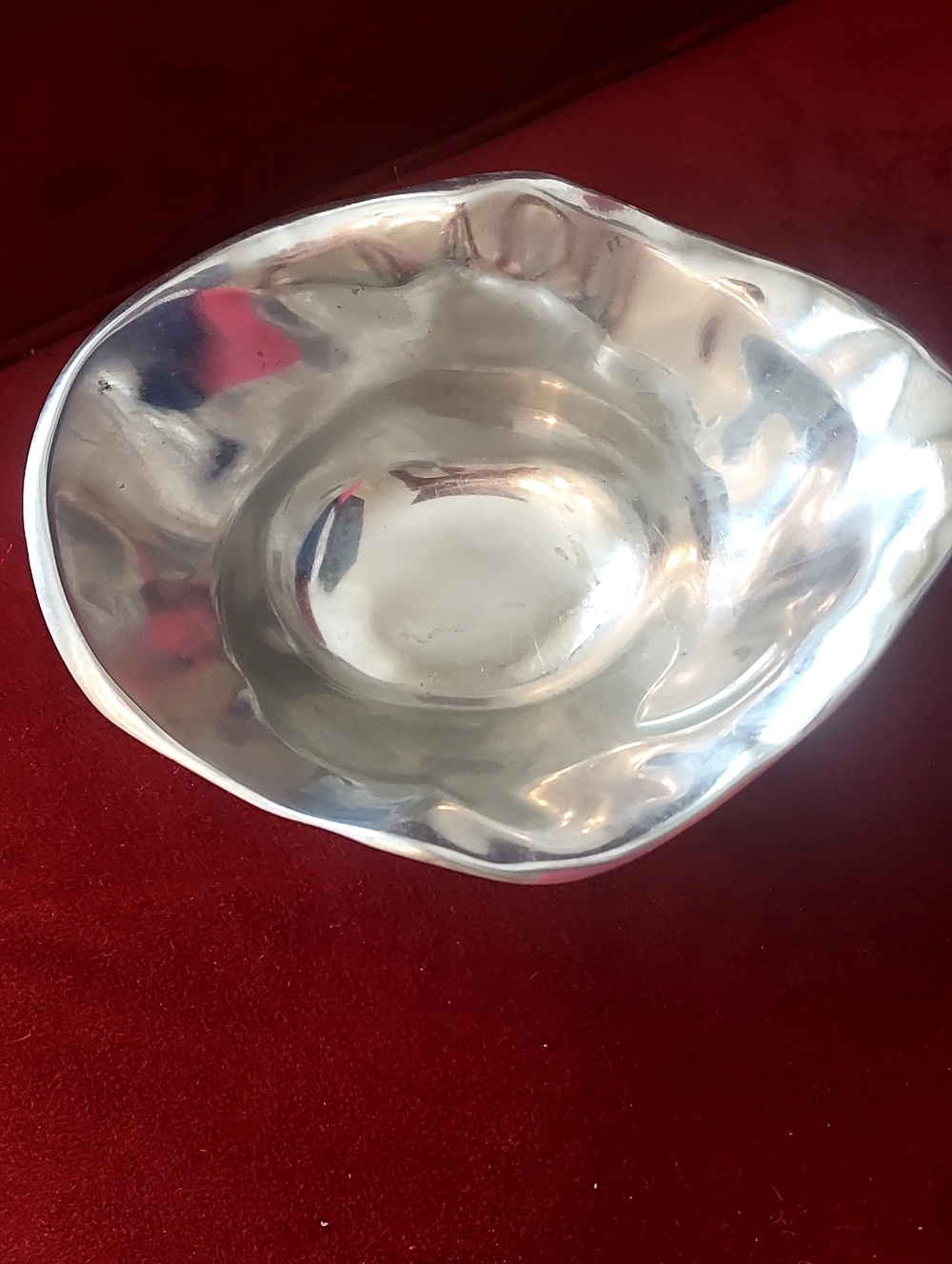 Pottery Barn 'PASHA'Wavy Silver Trinket Bowl Vintage Beautiful Anywhere It Sits!